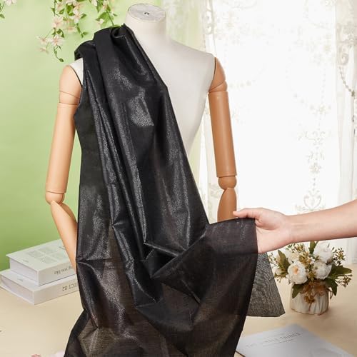 BENECREAT 45.27x43.3Inch Black Cotton Interfacing Fabric, Woven