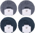 NICEEC 4 Skeins Soft Merino Wool Yarn- Blue Series