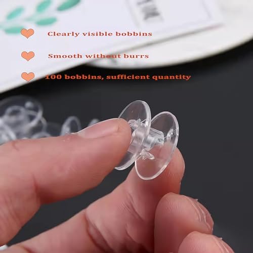 CLYAIYLC Bobbins 100 Pcs Plastic Bobbins, for Sewing Machine Sa156