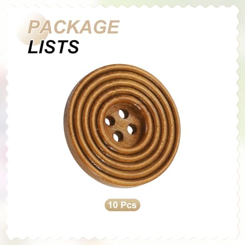 HARFINGTON 10pcs 44L DIY Sewing Buttons 1-1/8"(28mm) Wooden Round Flat