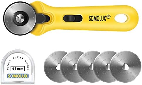 SOMOLUX 45mm Rotary Cutter with 45mm 5 Pcs Replace blades for Quilting