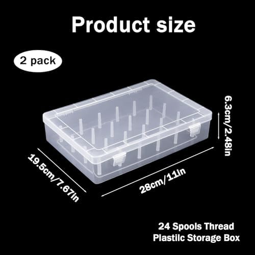 2-Pack Clear Thread Holder Organizer Boxes, Stackable Sewing Storage