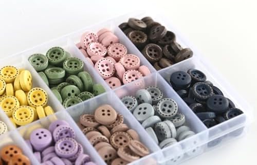 300PCS 10mm(0.4 Inch) Tiny Size Assorted 10 Colors Wooden Buttons with