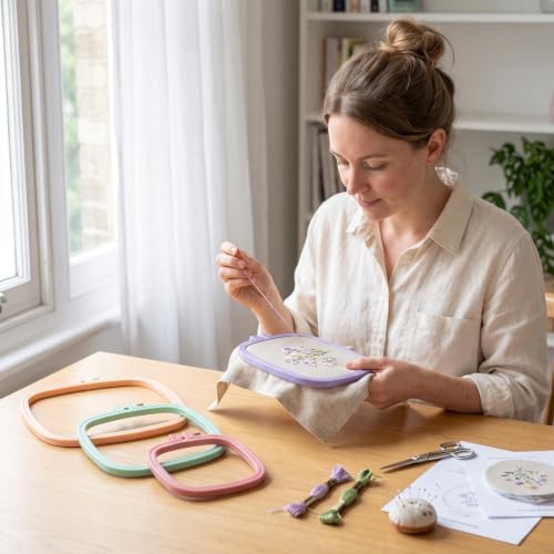 LAMXD 4 Pieces Embroidery Hoop Rectangle Square Embroidery Frame Cross