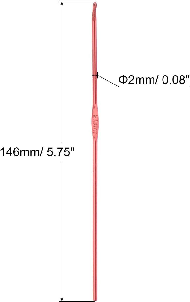 uxcell Aluminum Crochet Hook 2mm US Size(Size 0) Needle Red 10Pcs