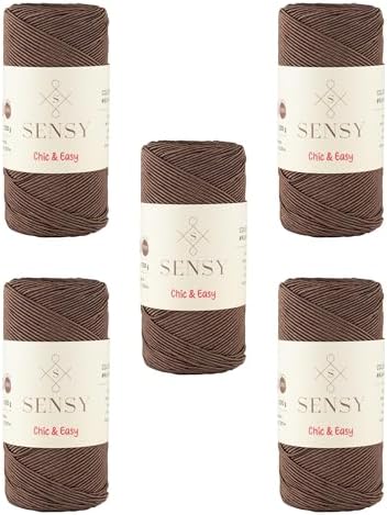 S Sensy Chic& Easy - Cotton&Polyester Blend Yarn 5 Skeins Brown