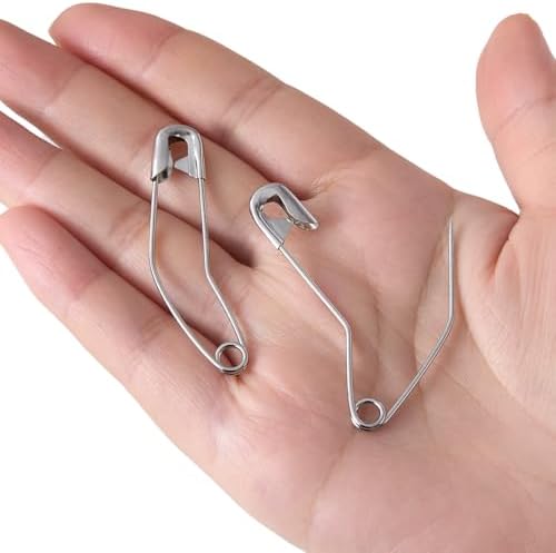 Curved Safety Pins 2 Inch - 60 Pack Quilting Basting Pins for