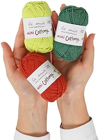 La mia Mini Cottony 20 Skein 100% Cotton Mini Yarn, Total 17.6 Oz Each