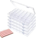 5 Pcs 36 Grids Clear Plastic Organizer Box with Label Stickers