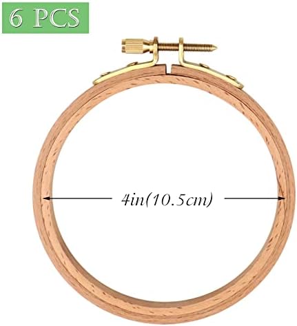 ZOCONE 6 PCS Beech Wood Embroidery Hoops, Wood Circle Hoop Ring Cross