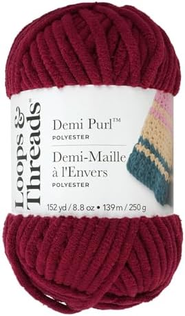 Loops & Threads Demi Purl Yarn – Super Bulky 100% Polyester, Soft