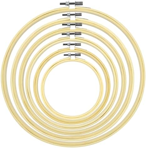 Faylapa 6 Pieces 5 inch to 10 inch Bamboo Embroidery Hoops Set