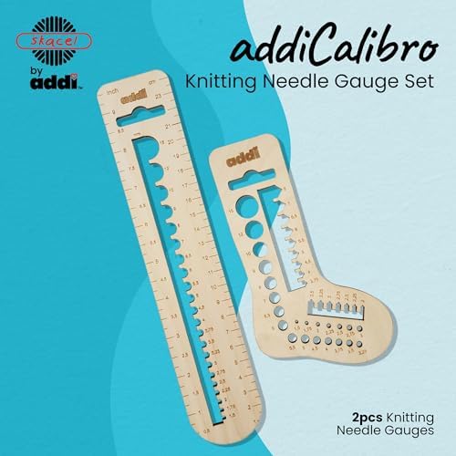 skacel by addi addiCalibro Needle Gauge Set, 2 Wooden Sizing Tools