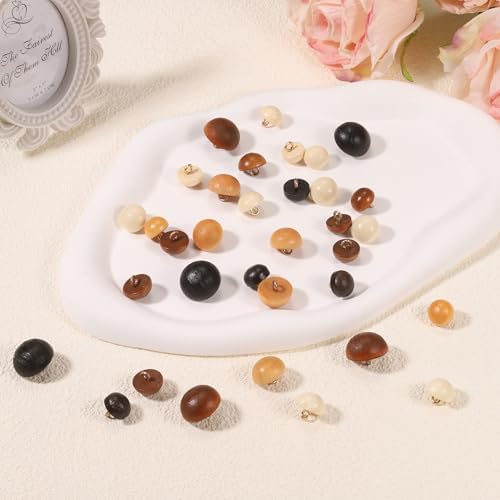 HARFINGTON 10pcs Wood Buttons 0.45" (11.5mm) Mushroom Type Domed Round