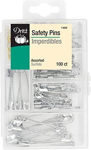 Dritz 1480 Safety Pins with Storage Box, Nickel plated Steel & Brass