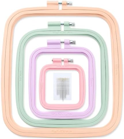 LAMXD 4 Pieces Embroidery Hoop Rectangle Square Embroidery Frame Cross