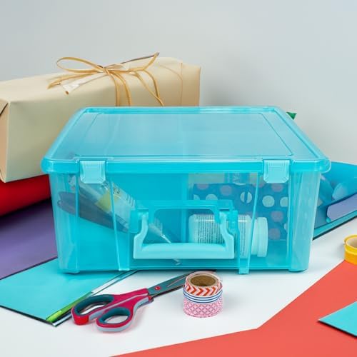 ArtBin Super Satchel Double Deep, 8-Compartment Craft Box, Aqua Mist
