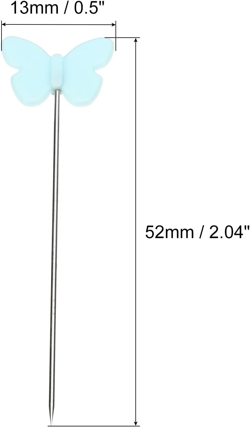 PATIKIL 2 Inch Sewing Pins, 100 Pack Light Colored Butterfly Head