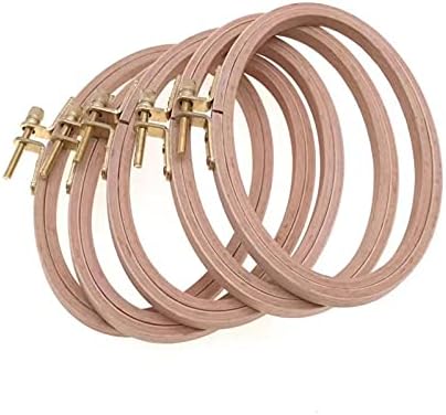 BWRMHME 4 X 6 Inch Wood Oval Embroidery Hoops Set of 5, Cross Stitch