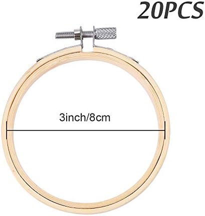 Caydo 20PCS 3 Inch Embroidery Hoop, Small Cross Stitch Hoop for