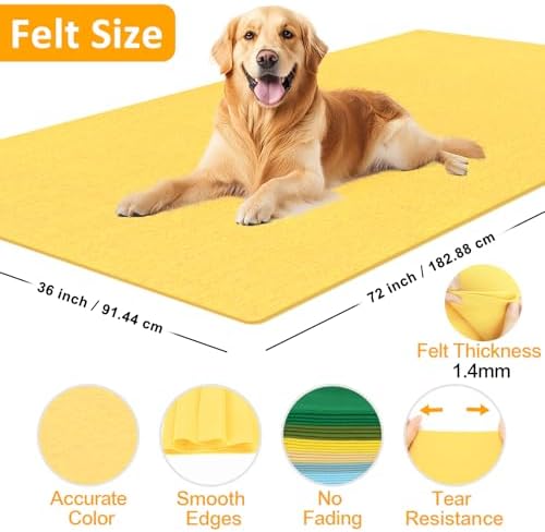 XSEINO Butter Yellow Large Felt Fabric 72" X 36 "(2 Square Yards)