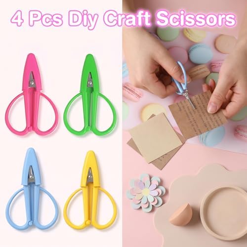 4 Pcs Travel Scissors, Stainless Steel Mini Needlepoint Scissors with