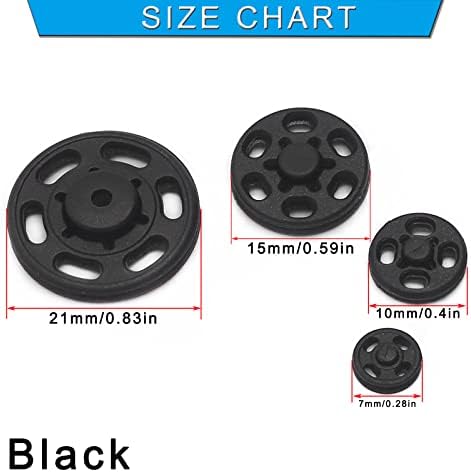 Betoplin 60 Sets Plastic Snap Fasteners, Black Sew on Snaps Buttons