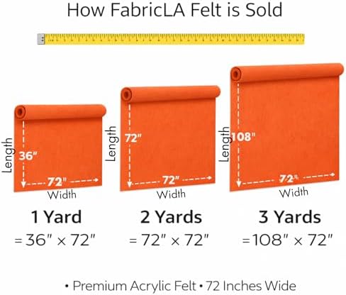 FabricLA Felt Fabric 72" Wide 1.6mm Thick Acrylic Felt by The Yard
