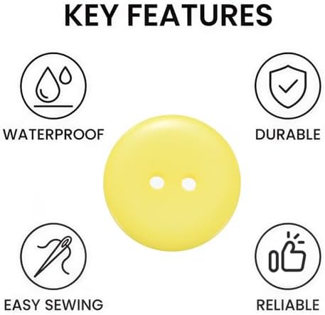 YOKIVE 10Pcs Sewing Buttons 25mm 2 Holes Resin Round Buttons,Yellow