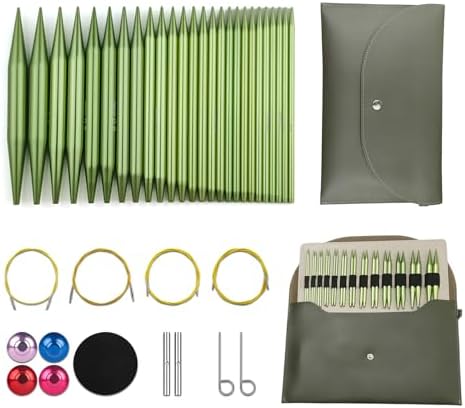 Hzkokon Interchangeable Circular Knitting Needle Set, 13 Pairs