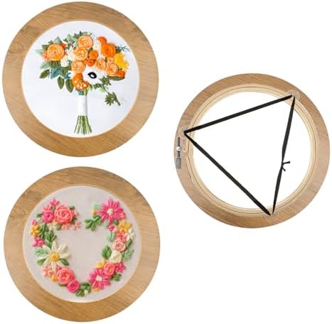 3 Sets 6 Inch Wood Embroidery Display Frame with Bamboo Embroidery