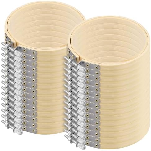 NINGWAAN 30 Pack 4 Inch Wooden Cross Stitch Hoops, Bamboo Embroidery