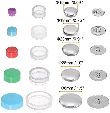 HARFINGTON 100 Sets Self Cover Button Kit 5 Size 0.6" 0.75" 0.9" 1.1"