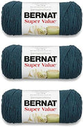 Bernat Super Value Yarn for Crocheting Soft, Teal Heather, 3-Pack