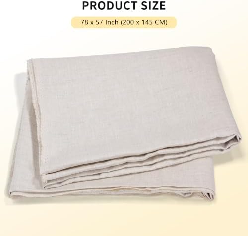 Pllieay Natural Linen Needlework Fabric for Embroidery (78 by 57 Inch)