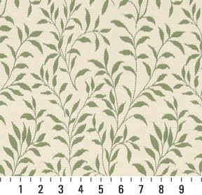 Green and Beige Floral Matelasse Reversible Upholstery Fabric by The