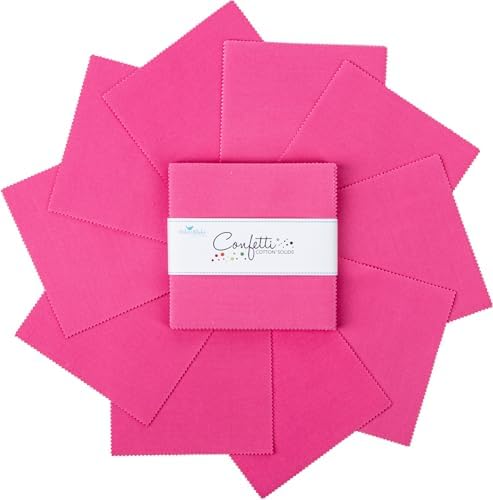 Confetti Cotton Solids Riley Hot Pink 42 5-inch Squares Charm Pack