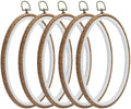 Marvexi 5Pcs Oval Embroidery Hoops 6.3"x9", Vintage Cute Faux Wood