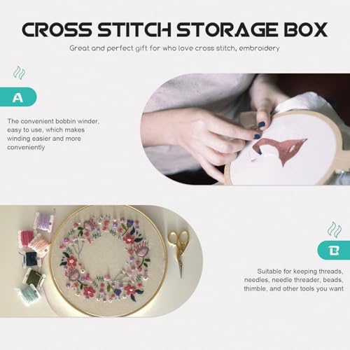 PACKOVE 106pcs Cross Stitch Organizer Plastic Thread Box with 100 Abs
