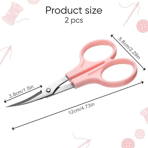 2 PCS Curved Scissors, 3/4" Applique Scissors Embroidery Small Curved