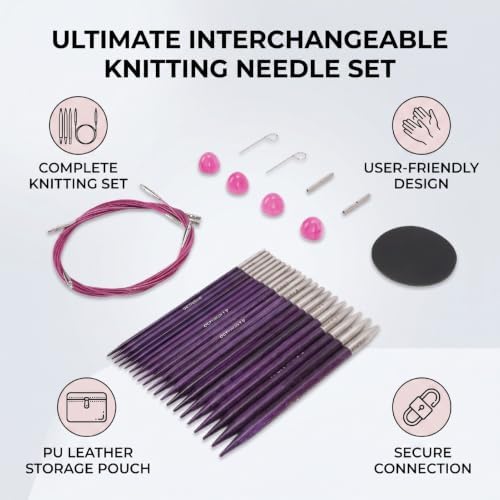 ZAICOLER 10 Pairs Interchangeable Circular Knitting Needle Kit for