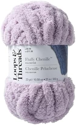 Loops & Threads Fluffy Chenille Yarn - Yarn for Knitting, Crochet