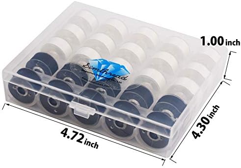 Simthread 25pcs 15White+10Black Prewound Bobbin Thread Size A Class 15