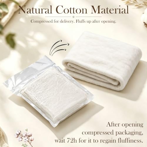 FTEVEN Natural Cotton Batting for Quilting 40" x 40" Crib Size Batting