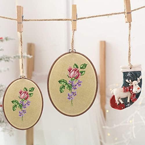 5PCS Oval Embroidery Hoops 5 x 4 Inch Imitation Wood Hoops for Cross