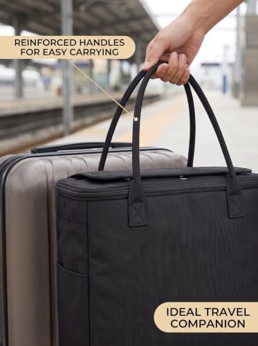 Large Canvas Knitting Bag Yarn Storage Organizer with Holes (Black)
