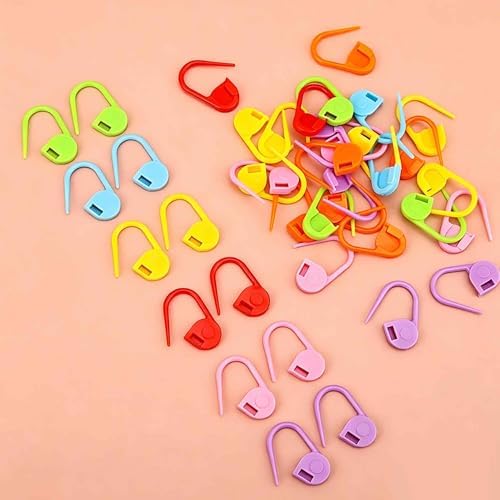 Anphly 200PCS Sky Blue Crochet Stitch Markers, Plastic Locking Needle