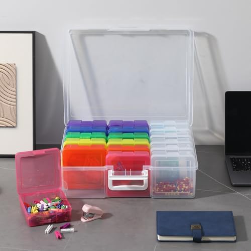 Plastic Storage Box Arts Storage Boxes(12 Color+6 Clear-Small)