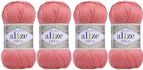 4 Balls Hand Knitting Yarn 100% Microfiber Acrylic Yarn Alize Diva
