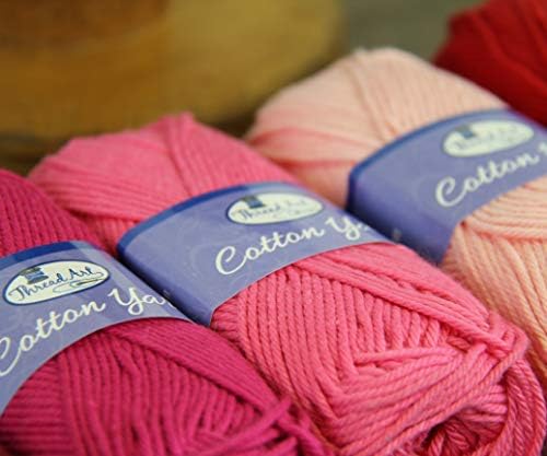 ThreadArt Cotton Crochet Yarn Set #4, 6 Pack 50g 85yd, Rainbow Colors